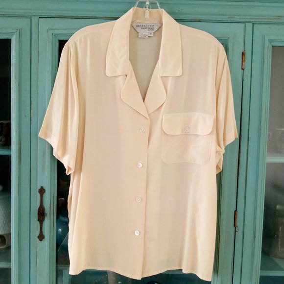 Nordstrom Tops - Vintage 1980's  100% Silk Crepe Cream